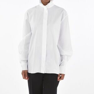 ALEXANDRE VAUTHIER | RUFFLE NECK COTTON SHIRT